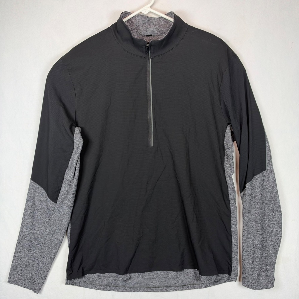 Lululemon Mens Chamber 1/2 Zip Long Sleeve Running Jacket Medium Black Gray